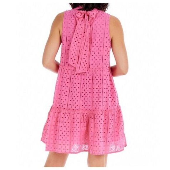Mud Pie Women's Pink Biles Eyelet Dress Size Large - Picture 2 of 8